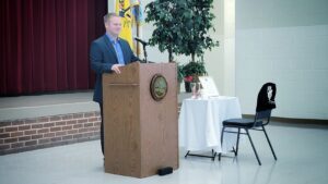 Indian Head Mayor Brandon Paulin hosting the Indian Head Veteran's Day Ceremony